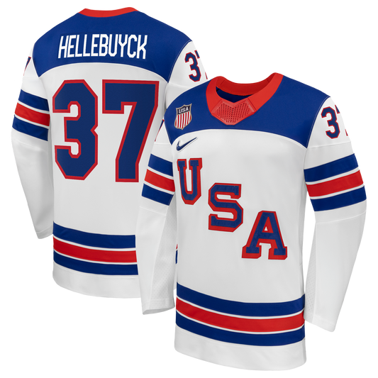 Connor Hellebuyck #37 USA Hockey 2026 Away Jersey - Nike White