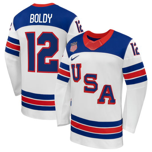 Matthew Boldy #12 USA Hockey 2026 Away Jersey - Nike White
