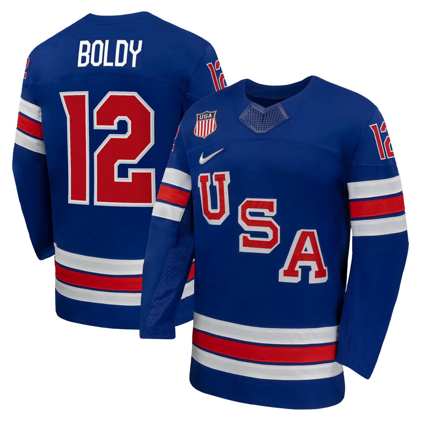 Matthew Boldy #12 USA Hockey 2026 Home Jersey - Nike Royal