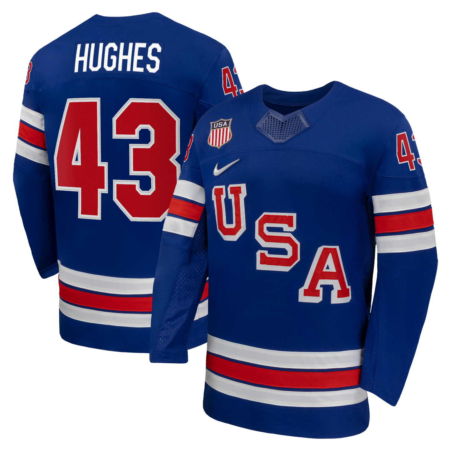 Nike Quinn Hughes #43 USA Hockey 2026 Home Jersey - Royal Blue