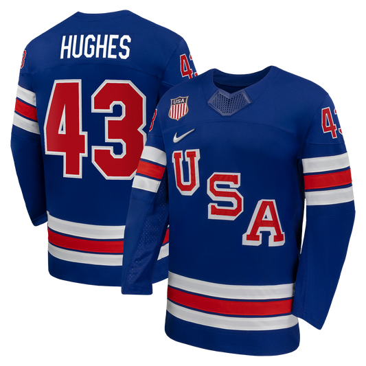 Nike Quinn Hughes #43 USA Hockey 2026 Home Jersey - Royal Blue