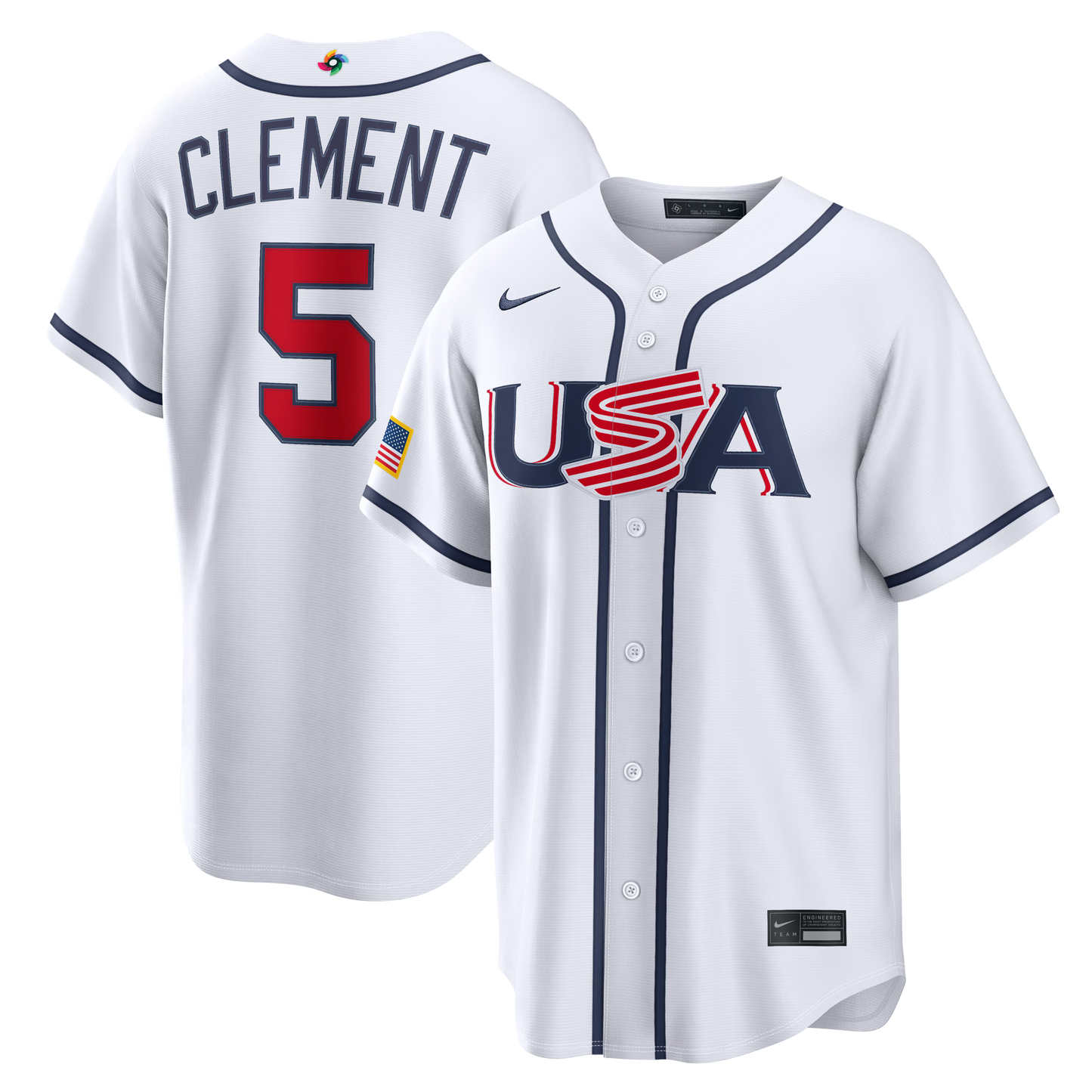 Nike USA Baseball 2026 World Baseball Classic Home Stadium Jersey – Ernie Clement – White