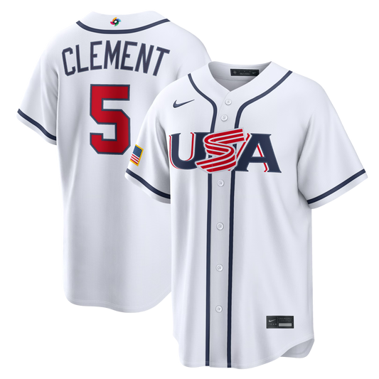 Nike USA Baseball 2026 World Baseball Classic Home Stadium Jersey – Ernie Clement – White