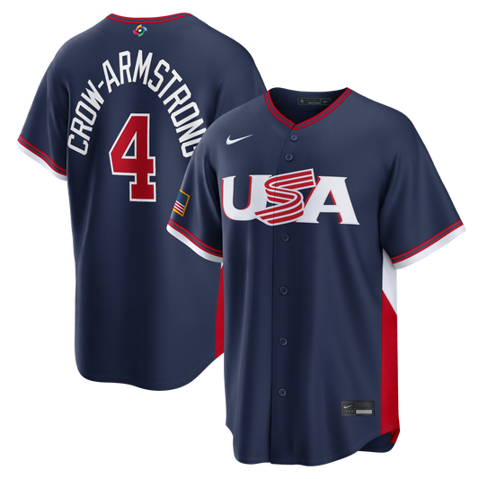Nike USA Baseball 2026 World Baseball Classic Road Stadium Jersey – Pete Crow-Armstrong – Navy