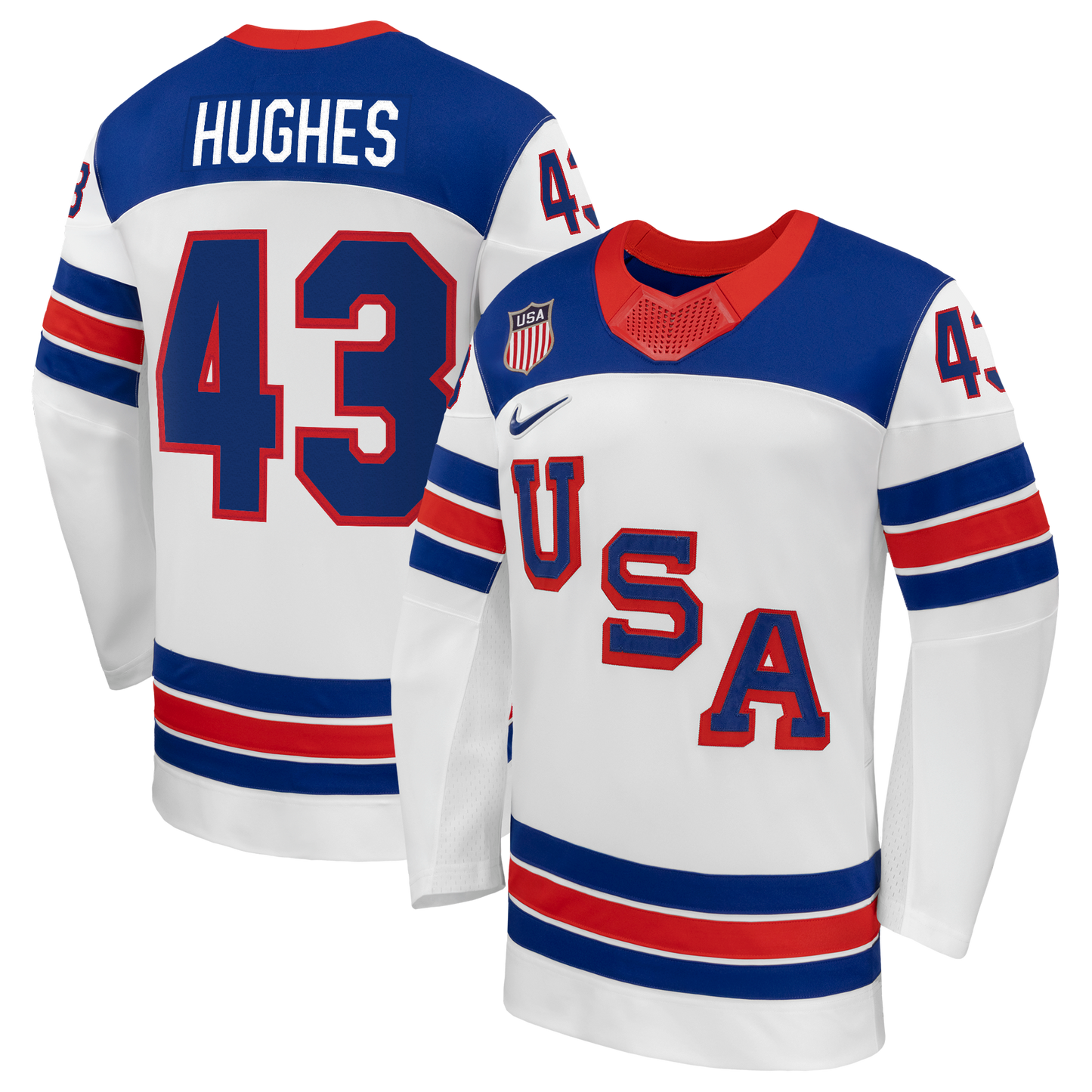 Quinn Hughes #43 USA Hockey 2026 Away Jersey - Nike White