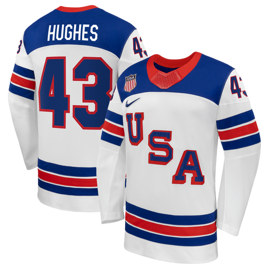 Quinn Hughes #43 USA Hockey 2026 Away Jersey - Nike White